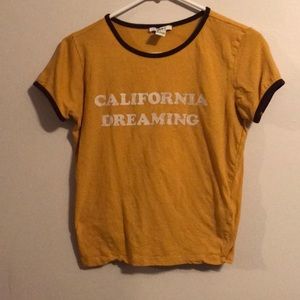 Yellow “California Dreaming” Forever 21 Ringer Tee
